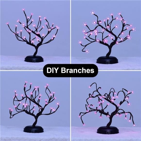 16Inch 36LED Cherry Blossom Bonsai Light, Pink Light, Battery Powered - Picture 5 of 14